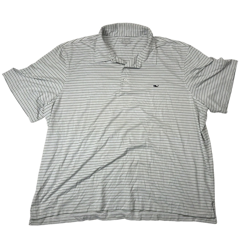 Vineyard Vines Shirt Mens 4XL Pink Blue Striped On The Go Sankaty Whale Polo